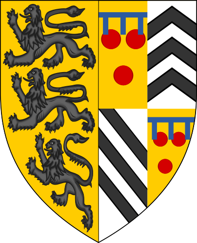 File:Escutcheon of Carew impaling Courtenay quartering Archdeacon and Haccombe.png