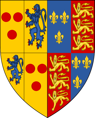 File:Escutcheon of Courtenay-Redvers impaling France modern-England.png