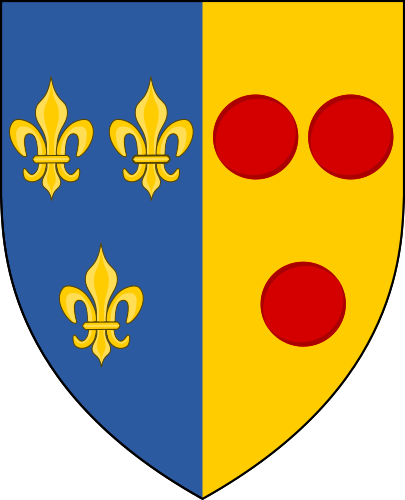 File:Escutcheon of France modern impaling Courtenay.png