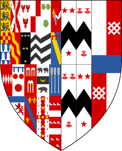 File:Escutcheon of Carew etc impaling Pollard & Norris.png