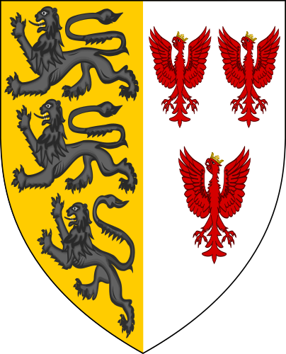 File:Escutcheon of Carew impaling Courcy.png